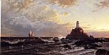 Whaleback Lighthouse, Portsmouth, New Hampshire Paintings - The Lighthouse by Alfred Thompson Bricher